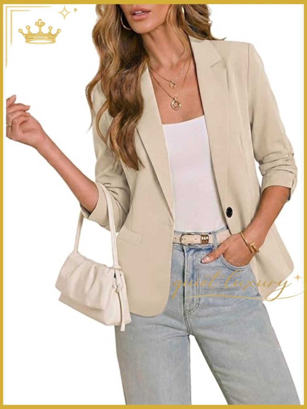 Women's 3/4 Sleeve Blazer Suit Jacket Business Casual Office Work